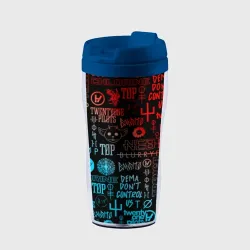 Термокружка-непроливайка Twenty one pilots red blue pattern