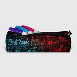Пенал школьный 3D Twenty one pilots red blue pattern - фото 2