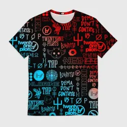 Мужская футболка 3D Twenty one pilots red blue pattern