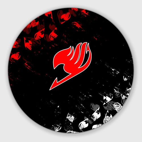 Круглый коврик для мышки Fairy Tail красный знак red white