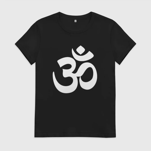 Женская футболка хлопок Ом йога мантра белый 