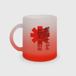 Кружка матовая стеклянная Red Hot Chili Peppers red black logo