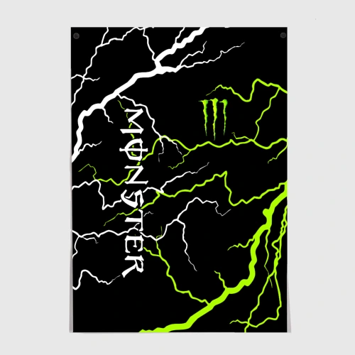 Постер Monster energy молнии