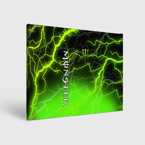 Холст прямоугольный Monster energy green lightning storm