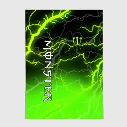 Постер Monster energy green lightning storm