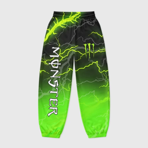 Женские джоггеры оверсайз 3D Monster energy green lightning storm