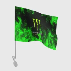 Флаг для автомобиля Monster energy green fire