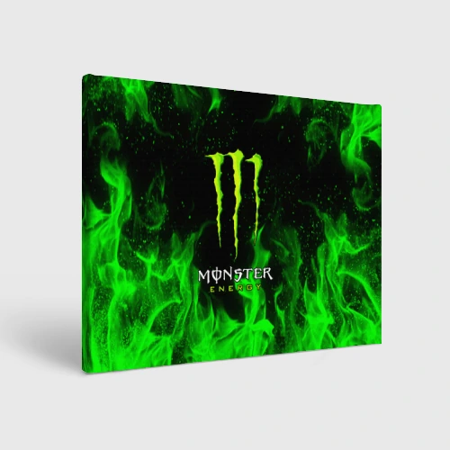 Холст прямоугольный Monster energy green fire