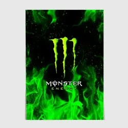 Постер Monster energy green fire