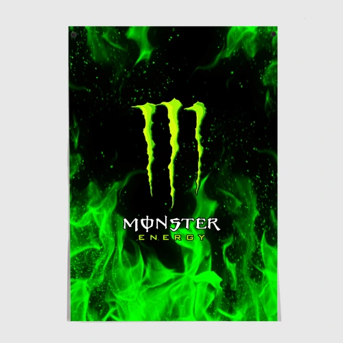 Постер Monster energy green fire