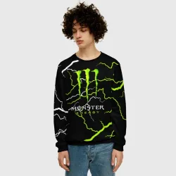 Мужской свитшот 3D Monster energy грозовой шторм - фото 2