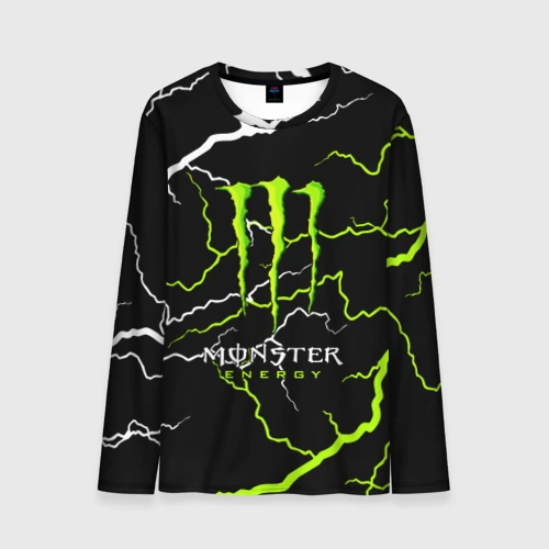 Мужской лонгслив 3D Monster energy грозовой шторм