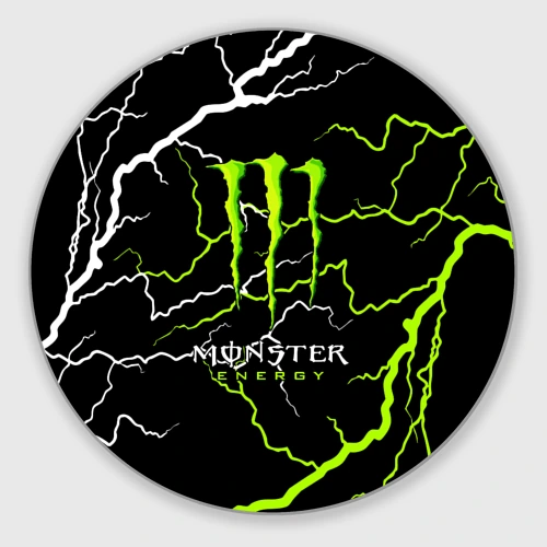 Круглый коврик для мышки Monster energy грозовой шторм