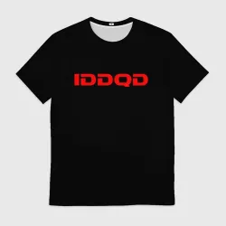 Мужская футболка 3D Doom iddqd красный чит-код на чёрном 