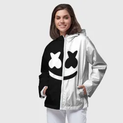 Женская ветровка 3D Marshmello black and white - фото 2