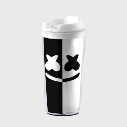 Термокружка-непроливайка Marshmello black and white