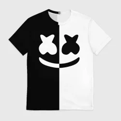 Мужская футболка 3D Marshmello black and white