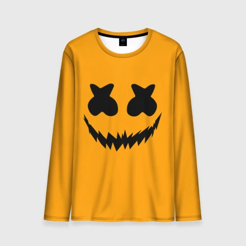 Мужской лонгслив 3D Marshmello halloween smile black color