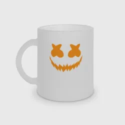 Кружка матовая стеклянная Marshmello halloween smile orange color