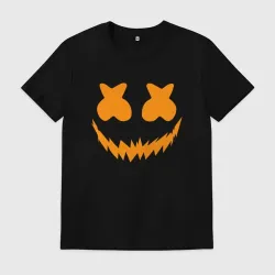 Мужская футболка хлопок Marshmello halloween smile orange color
