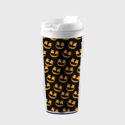 Термокружка-непроливайка Marshmello halloweeen smile pattern