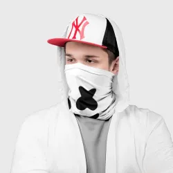 Бандана-труба 3D Marshmello смайл на белом фоне - фото 2