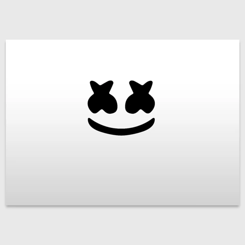 Поздравительная открытка Marshmello смайл на белом фоне