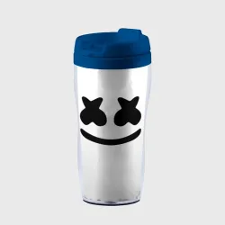 Термокружка-непроливайка Marshmello смайл на белом фоне