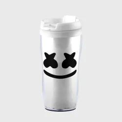 Термокружка-непроливайка Marshmello смайл на белом фоне