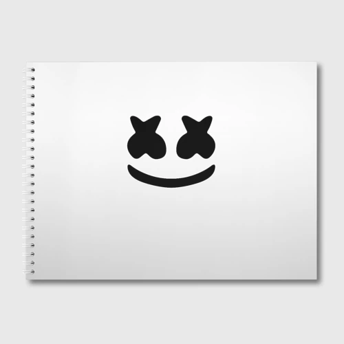 Альбом для рисования Marshmello смайл на белом фоне