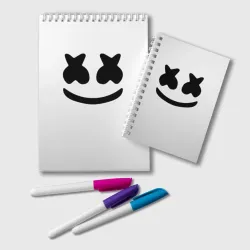 Блокнот Marshmello смайл на белом фоне
