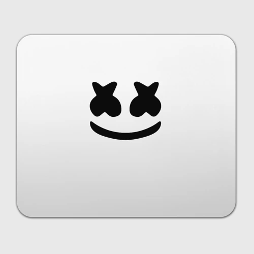 Прямоугольный коврик для мышки Marshmello смайл на белом фоне