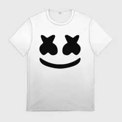 Мужская футболка 3D Marshmello смайл на белом фоне