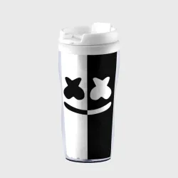 Термокружка-непроливайка Marshmello black and white