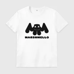 Мужская футболка хлопок Marshmello black надпись