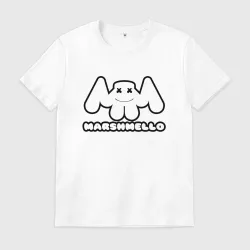 Мужская футболка хлопок Marshmello smile с надписью