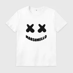 Мужская футболка хлопок Marshmello улыбка с надписью
