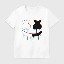Мужская футболка хлопок Marshmello black and white glitch