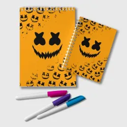 Блокнот Marshmello halloween orange smile