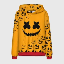 Мужская толстовка 3D Marshmello halloween orange smile