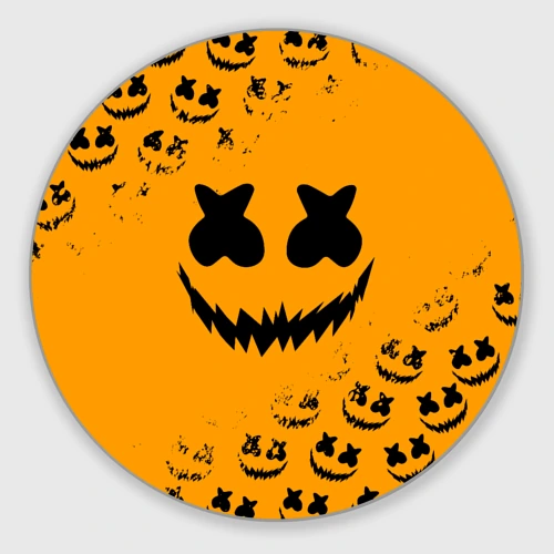 Круглый коврик для мышки Marshmello halloween orange smile