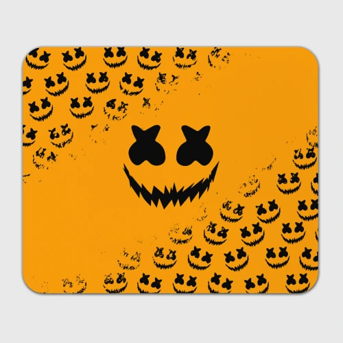 Прямоугольный коврик для мышки Marshmello halloween orange smile
