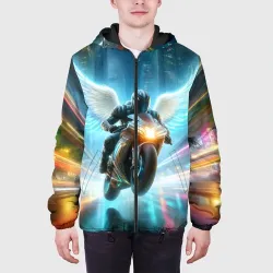Мужская куртка 3D The angel of motorcycling - neon glow - фото 4
