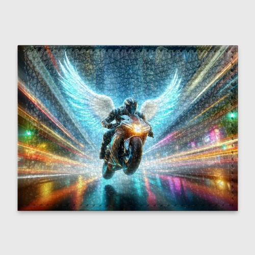 Обложка для студенческого билета The angel of motorcycling - neon glow