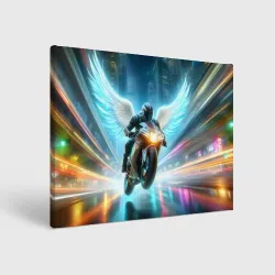 Холст прямоугольный The angel of motorcycling - neon glow
