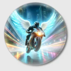 Значок The angel of motorcycling - neon glow