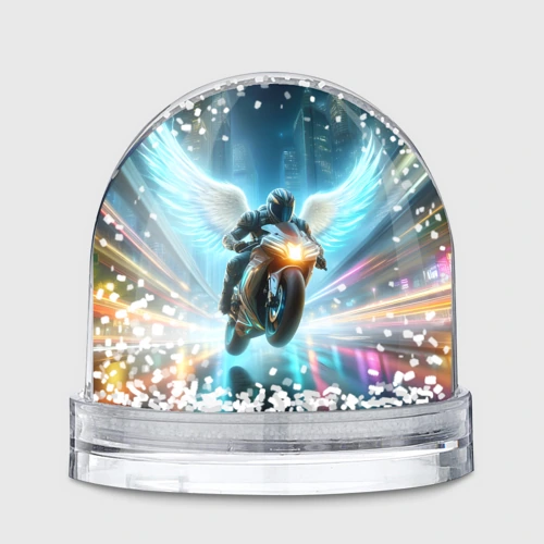 Игрушка Снежный шар The angel of motorcycling - neon glow