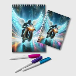 Блокнот The angel of motorcycling - neon glow