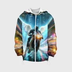 Детская куртка 3D The angel of motorcycling - neon glow