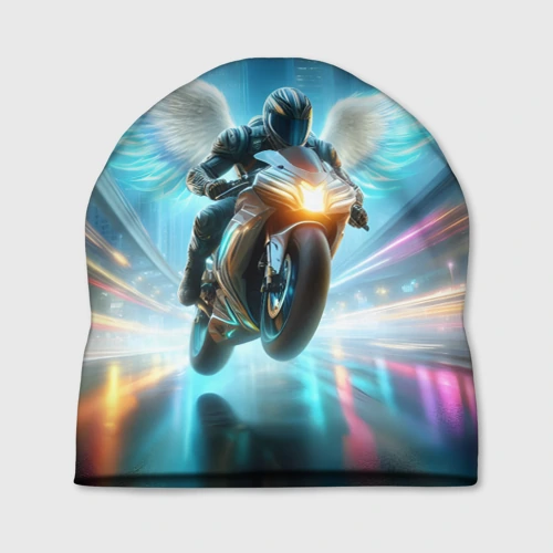 Шапка 3D The angel of motorcycling - neon glow